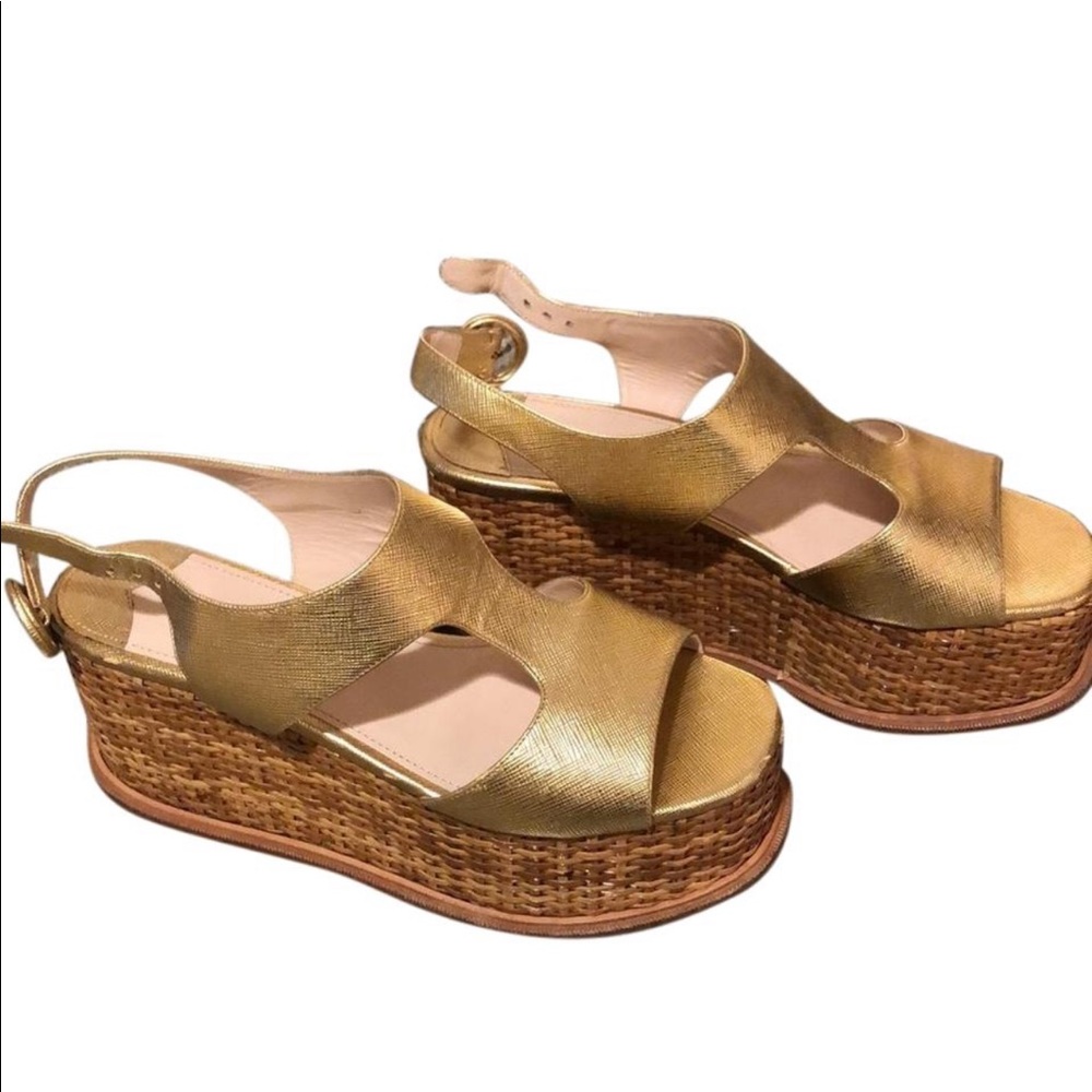 Gold Prada shoes